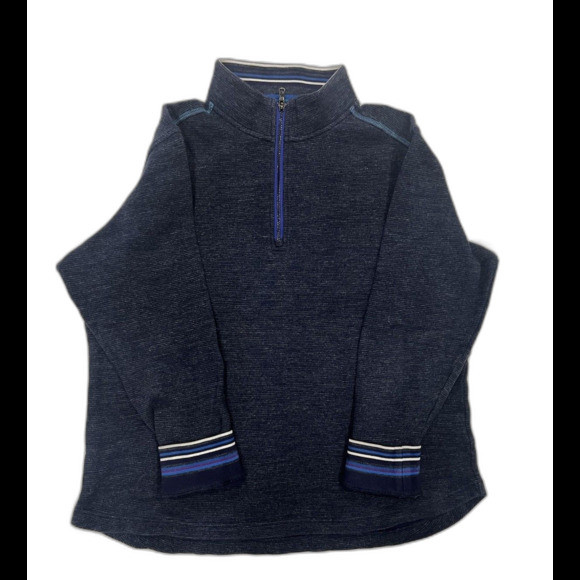 Robert Graham Sweater Men’s Large Flip Cuff Pullover Quarter Zip Navy